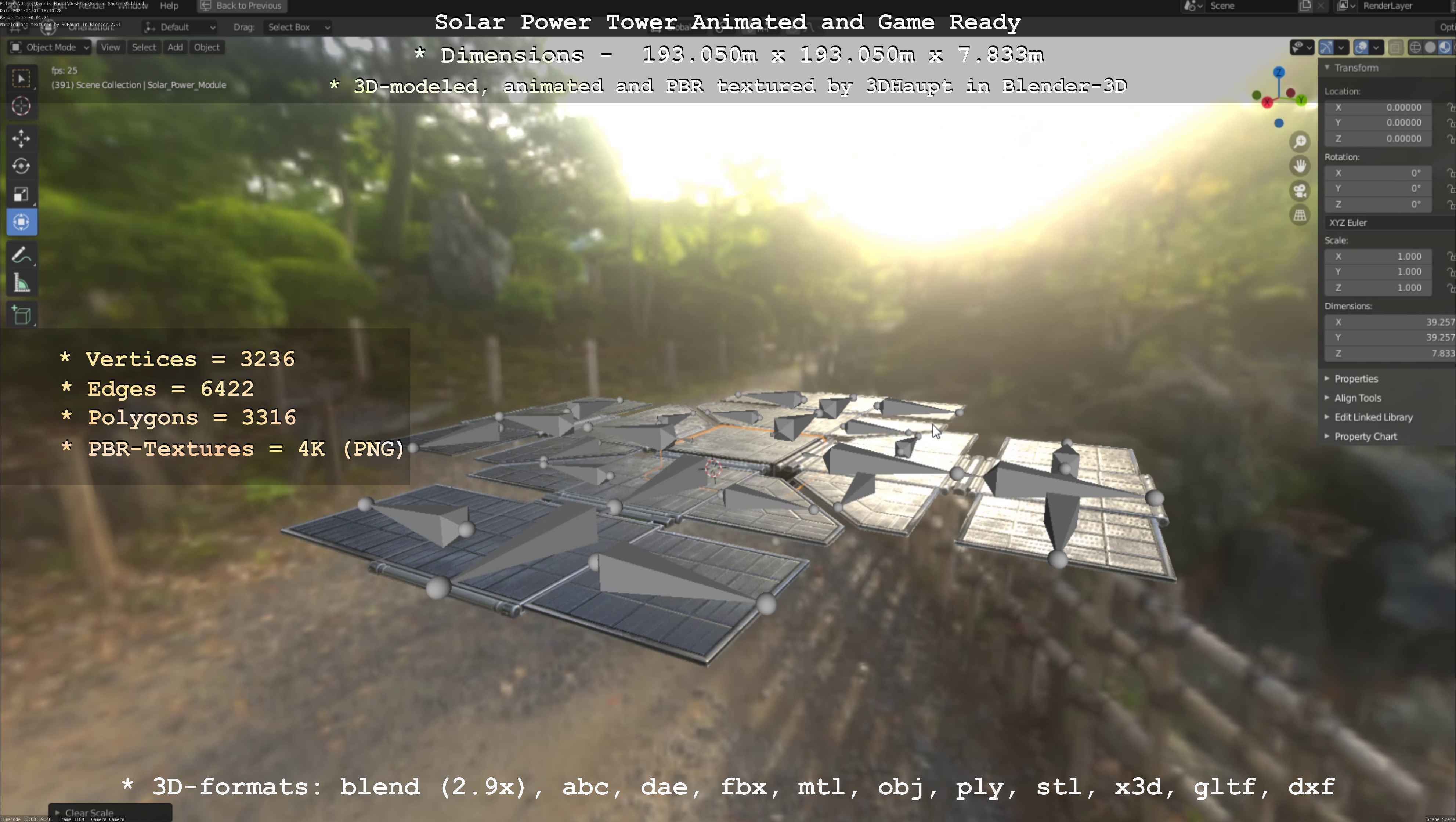 Futuristic Solar Power Module Low-poly 3D model_95