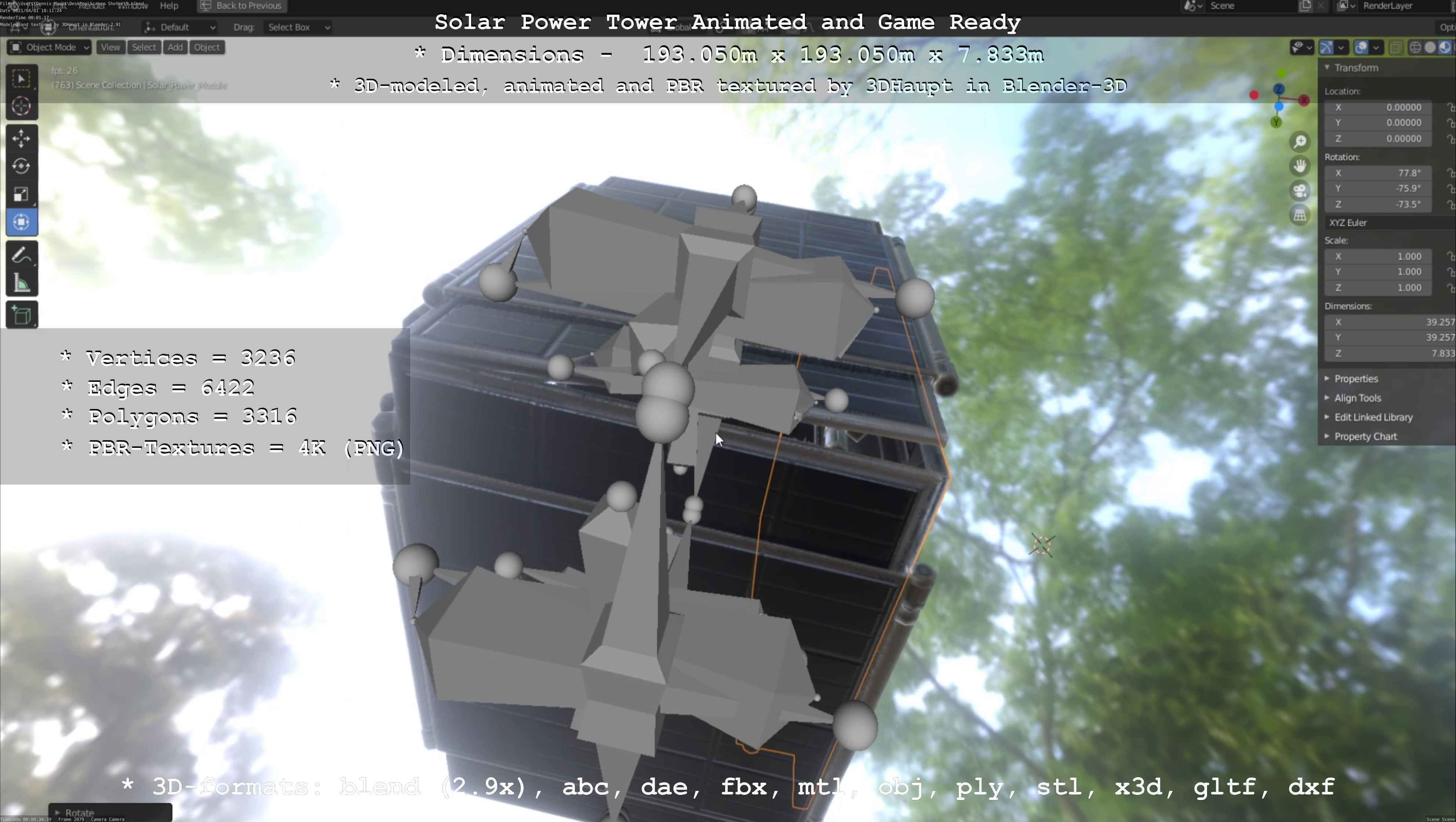 Futuristic Solar Power Module Low-poly 3D model_116