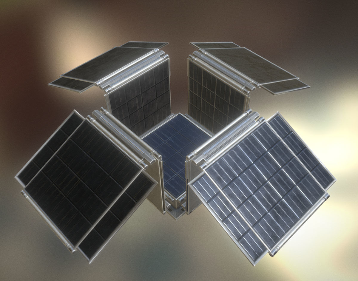 Futuristic Solar Power Module Low-poly 3D model_4