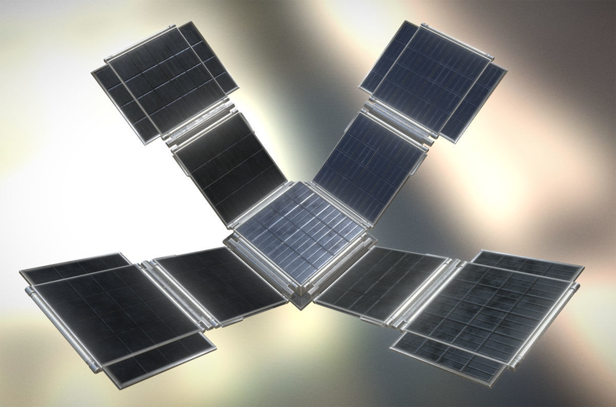 Futuristic Solar Power Module Low-poly 3D model_12