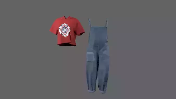 Bib and brace overalls Low-poly 3D model