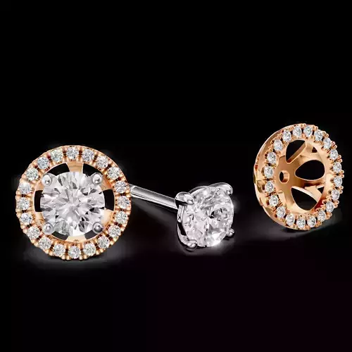 2-in-1 Interchangeable Solitaire and Halo Stud Earring Set