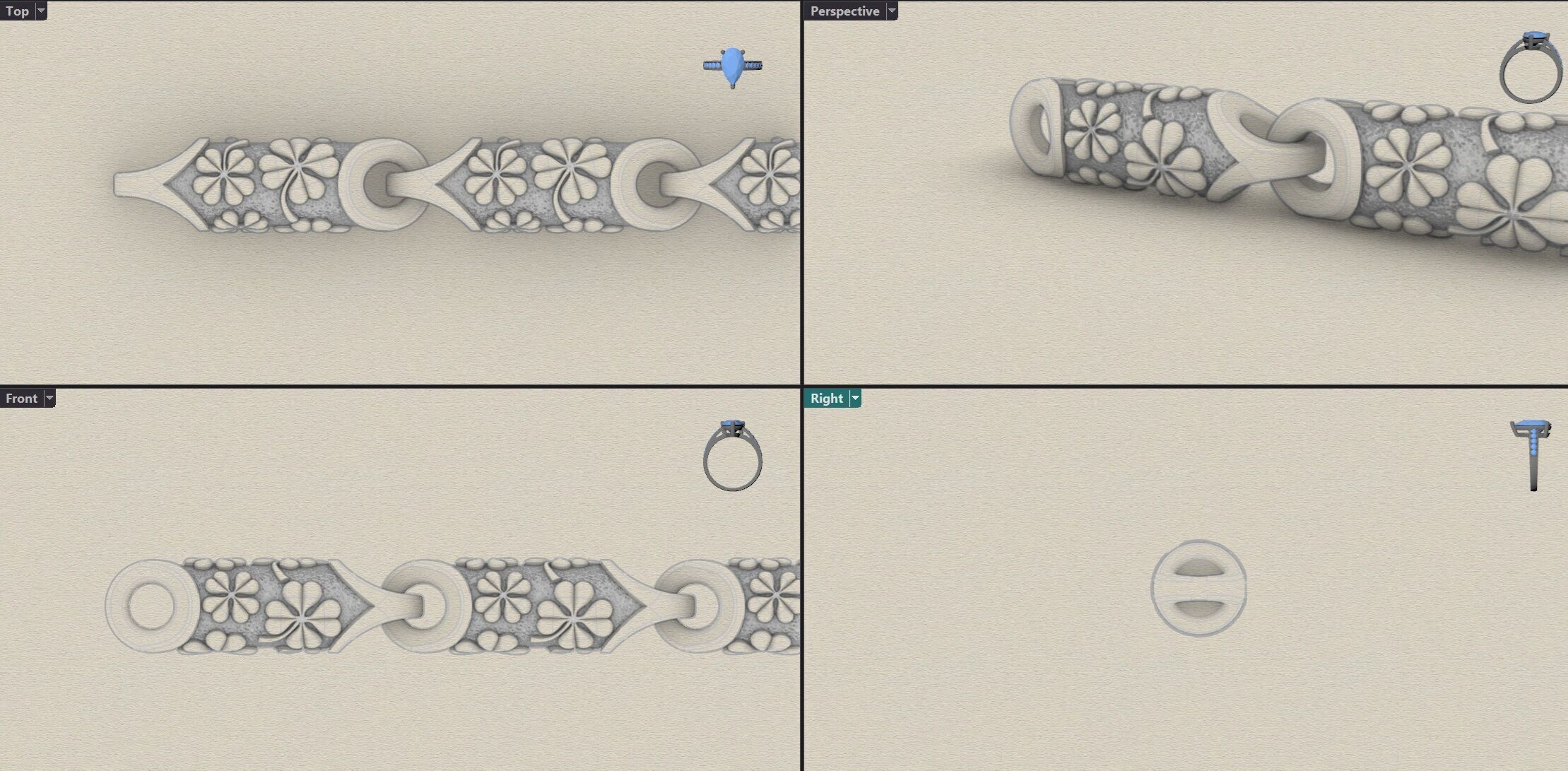 Clover leaf Chain link 3D print model_36