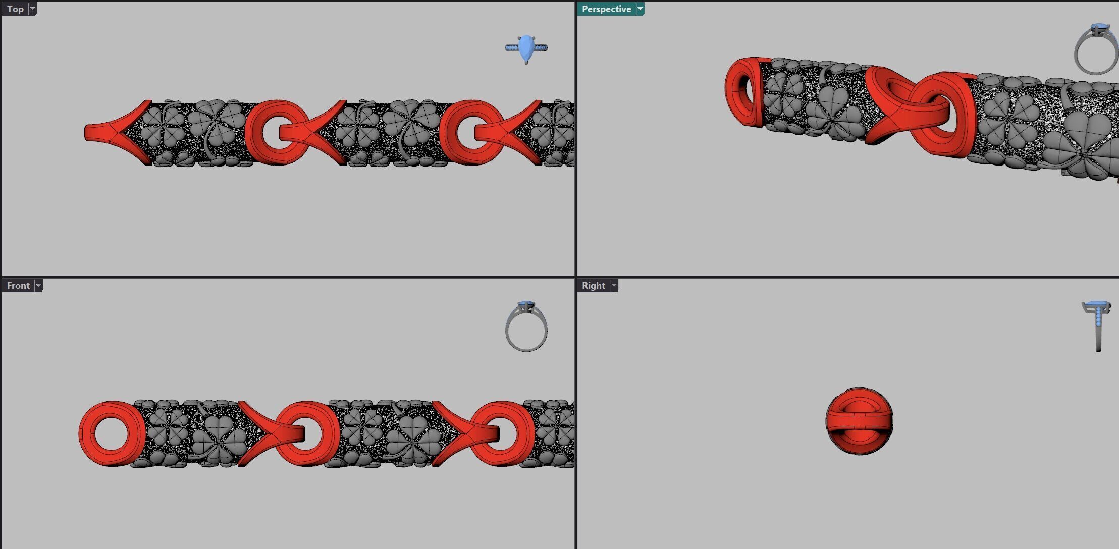 Clover leaf Chain link 3D print model_19