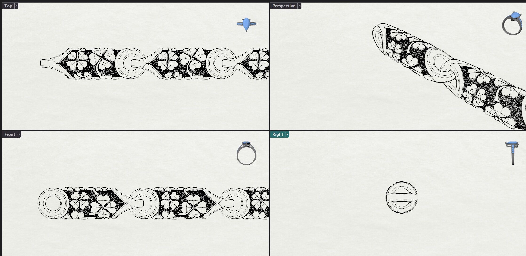 Clover leaf Chain link 3D print model_20