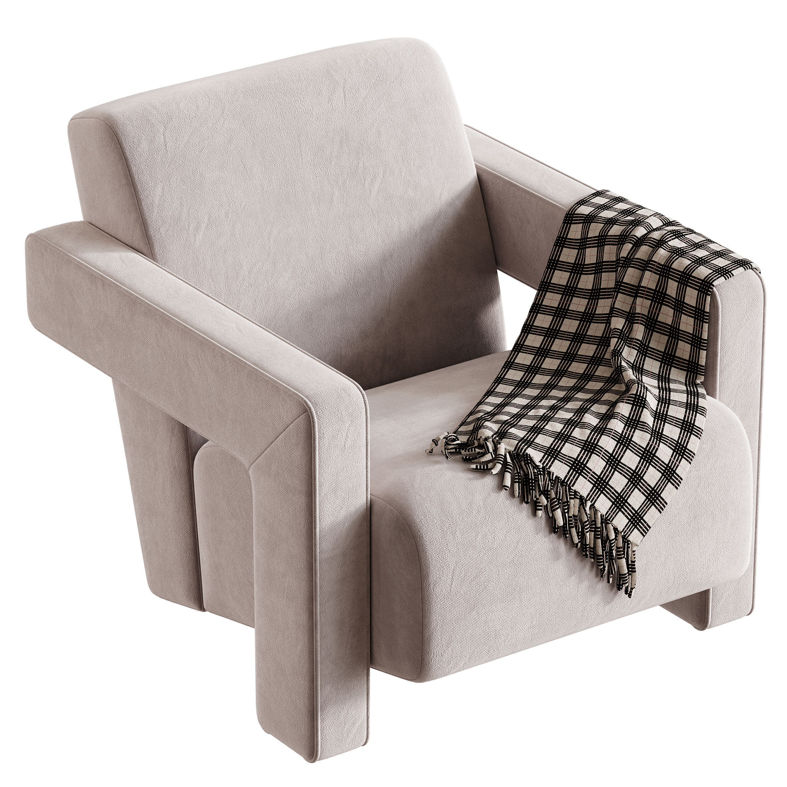 Brompton Sculptural Armchair Lichen Velvet 3D model_11