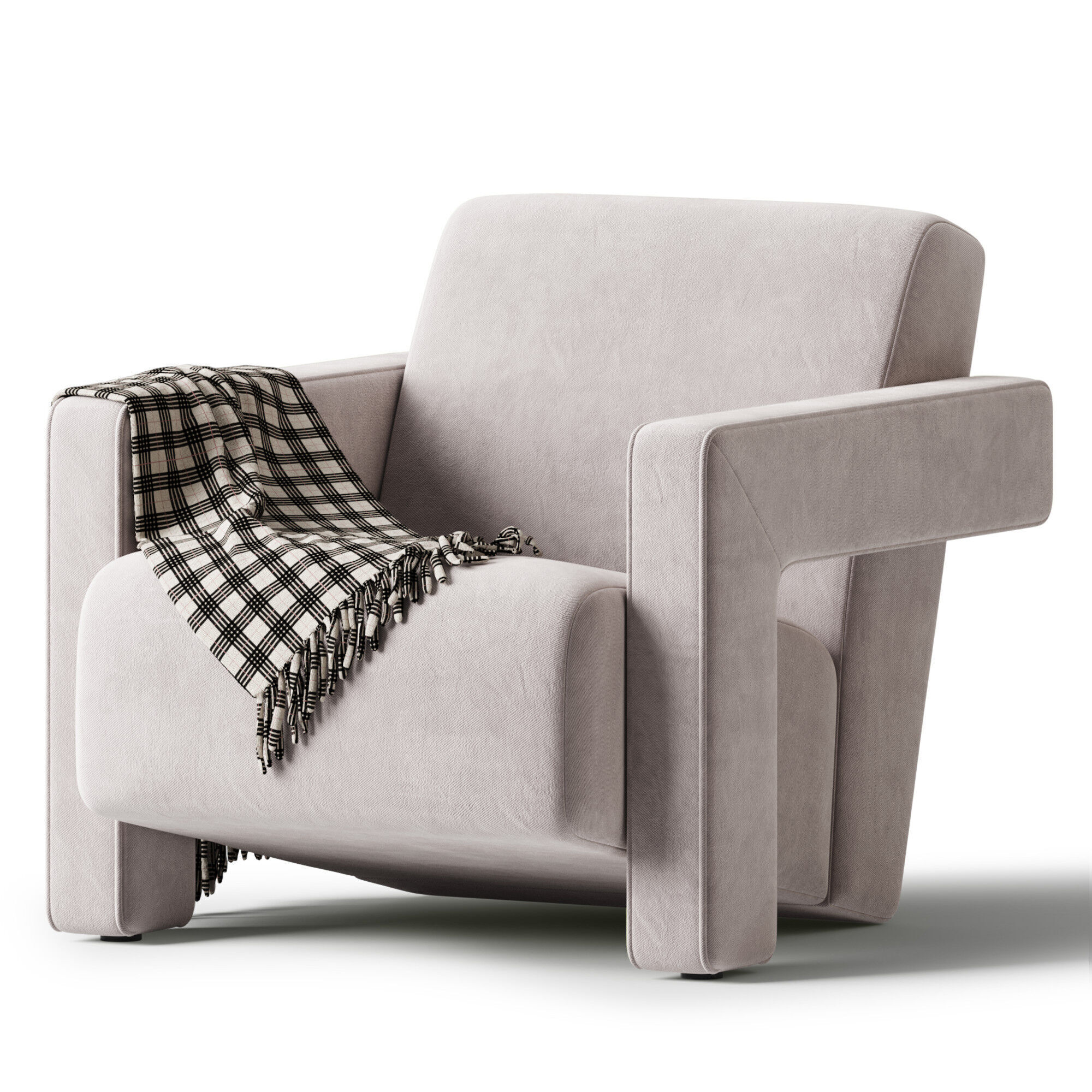 Brompton Sculptural Armchair Lichen Velvet 3D model_4