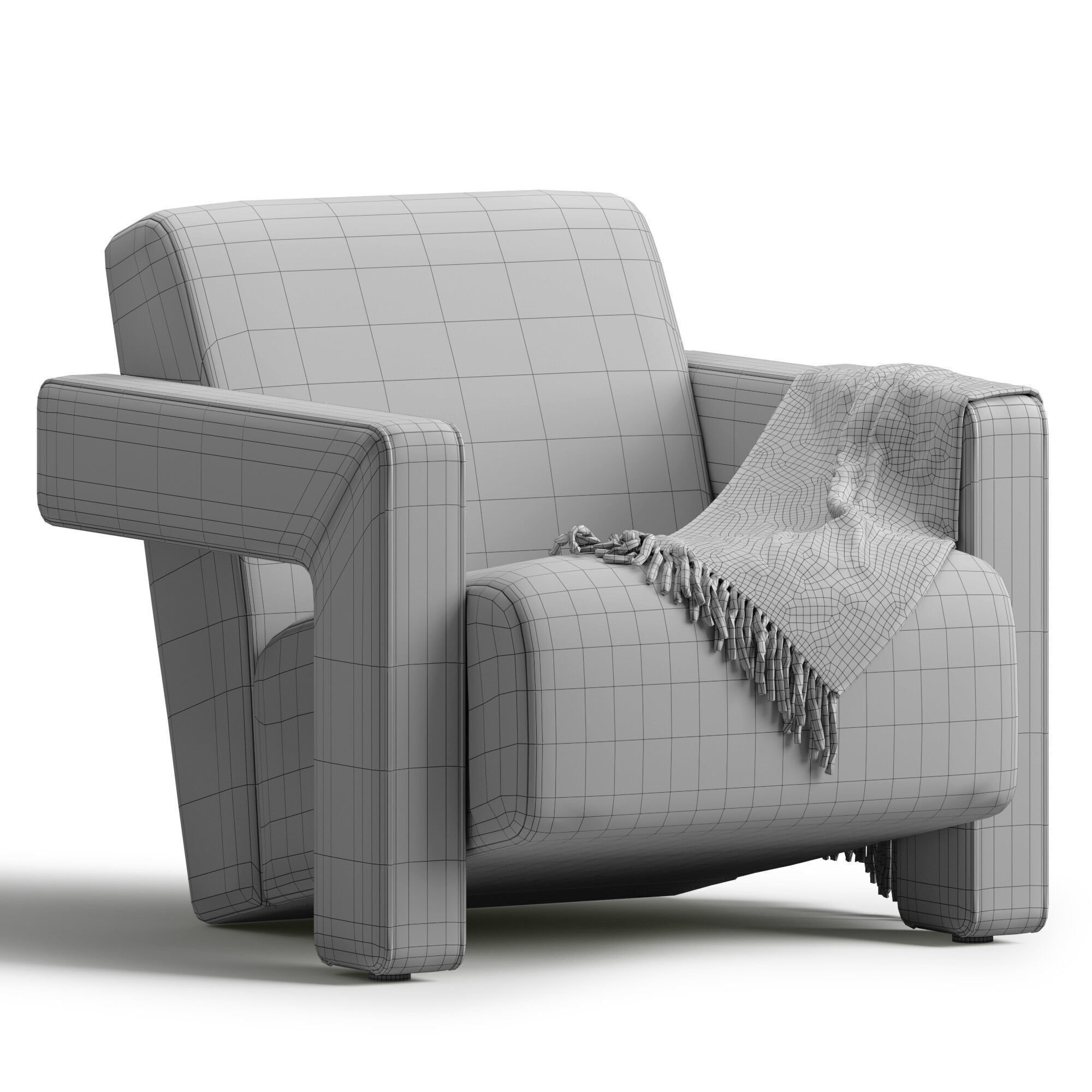 Brompton Sculptural Armchair Lichen Velvet 3D model_13