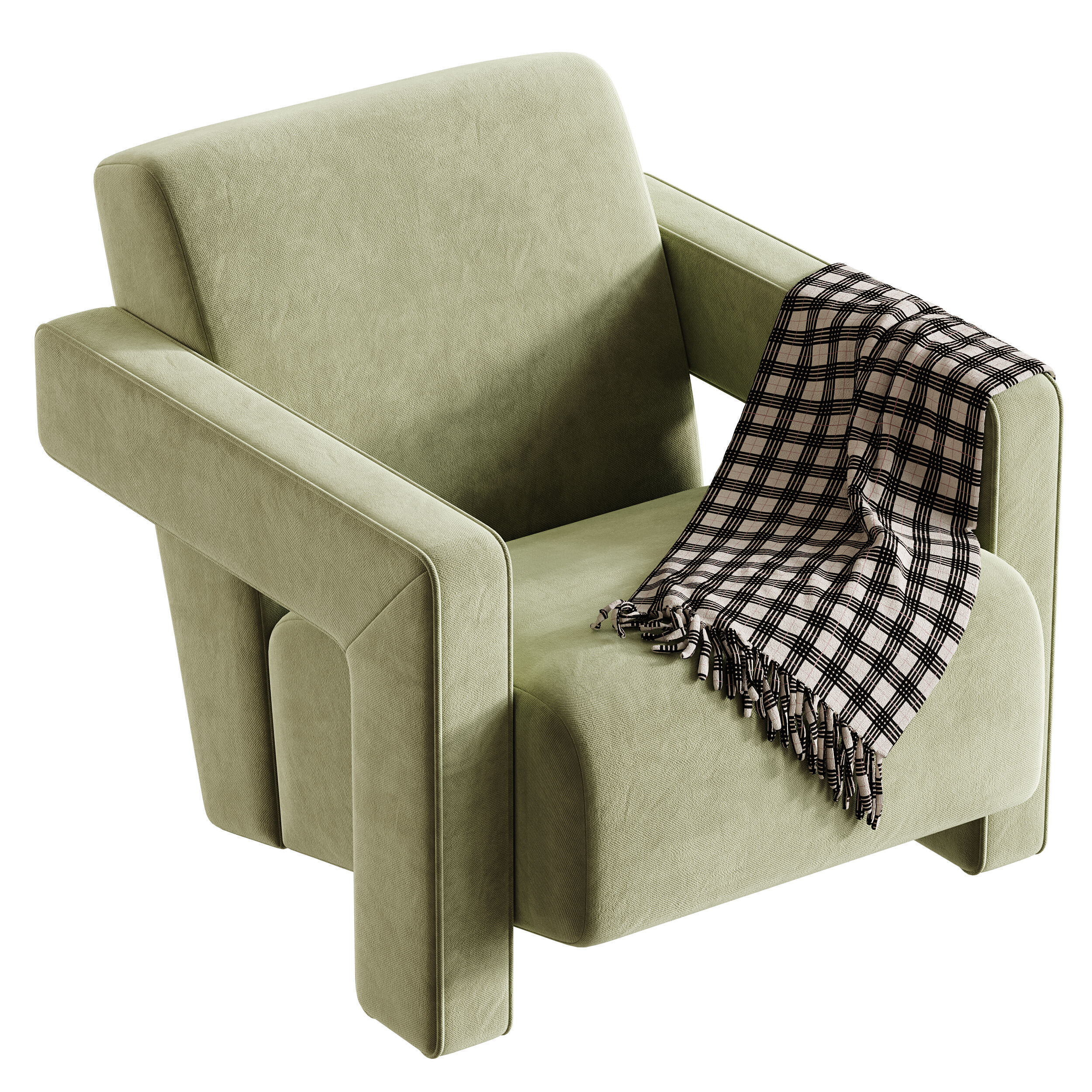 Brompton Sculptural Armchair Lichen Velvet 3D model_6
