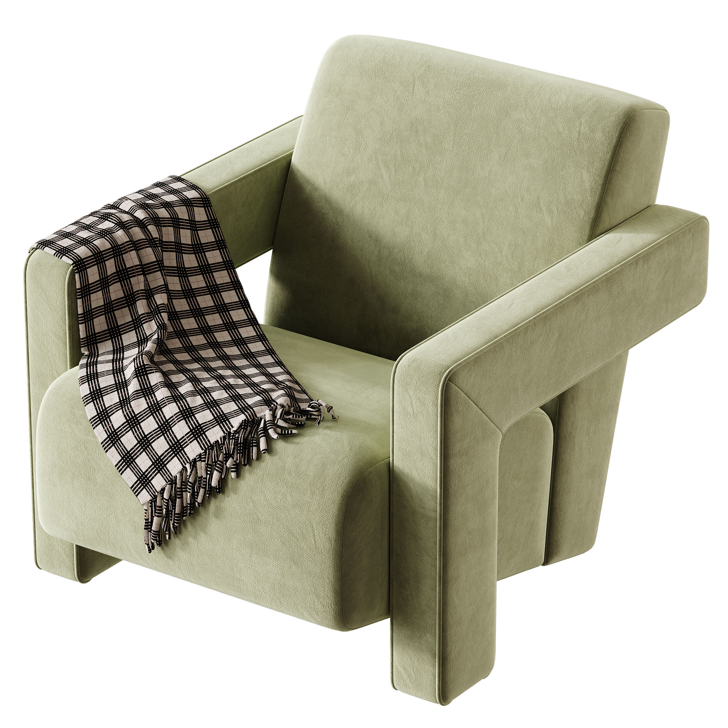 Brompton Sculptural Armchair Lichen Velvet 3D model_3