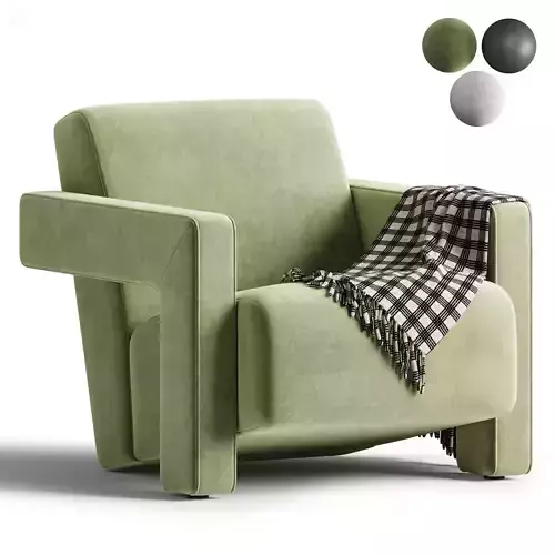 Brompton Sculptural Armchair Lichen Velvet 3D model