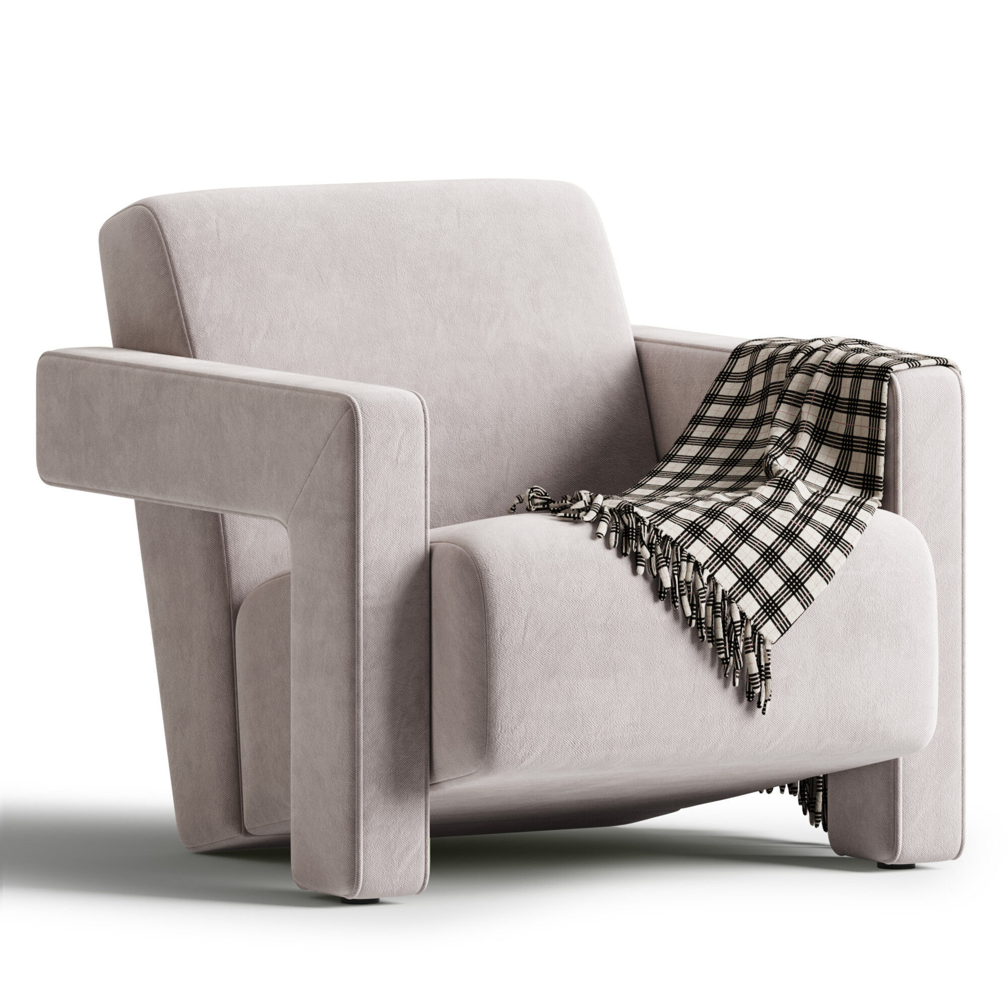 Brompton Sculptural Armchair Lichen Velvet 3D model_2