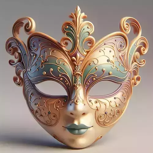 629   Venetian  Carnival  Mask     Color    3D Model 3D print model