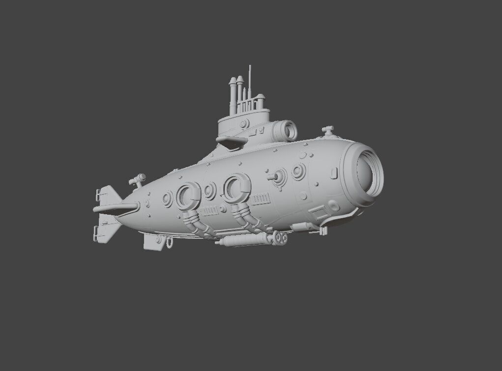Submarine Low-poly 3D model_5