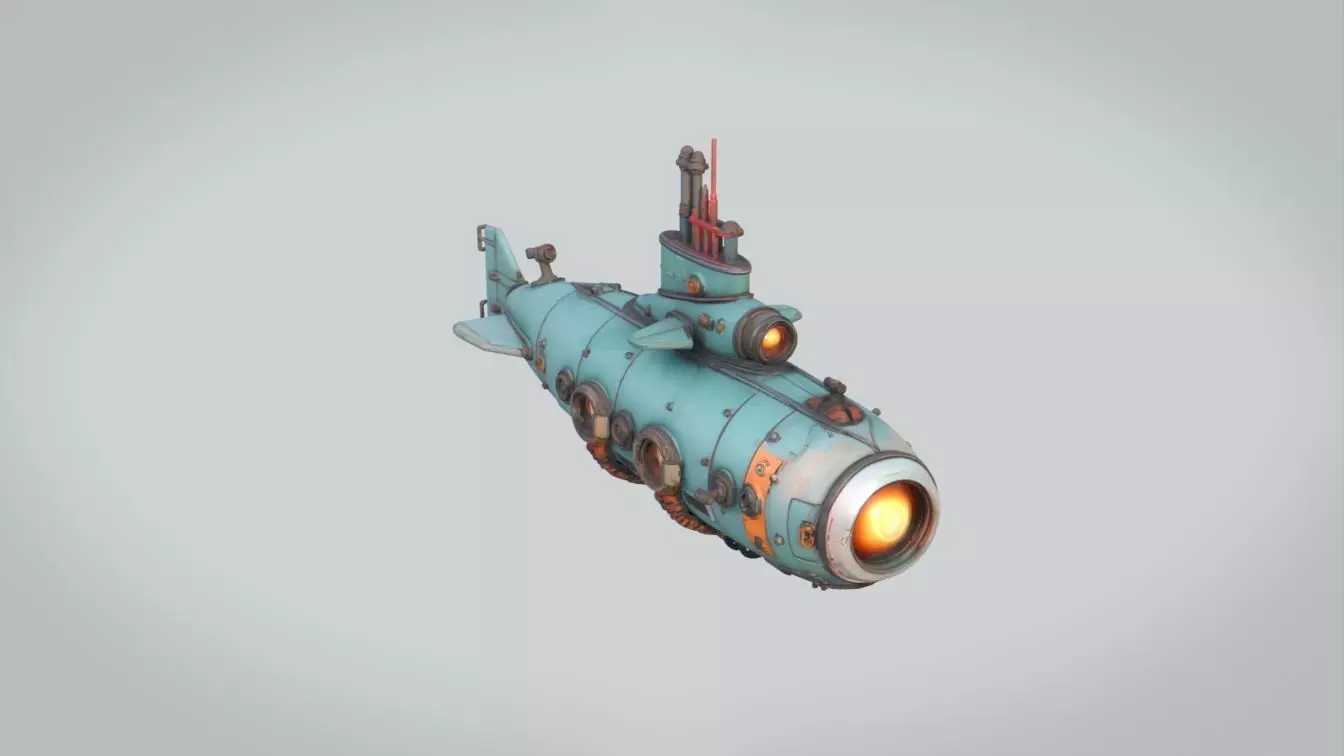Submarine Low-poly 3D model_0