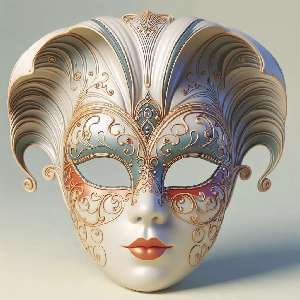 631   Venetian  Carnival  Mask    Color  3D Model 3D print model_0