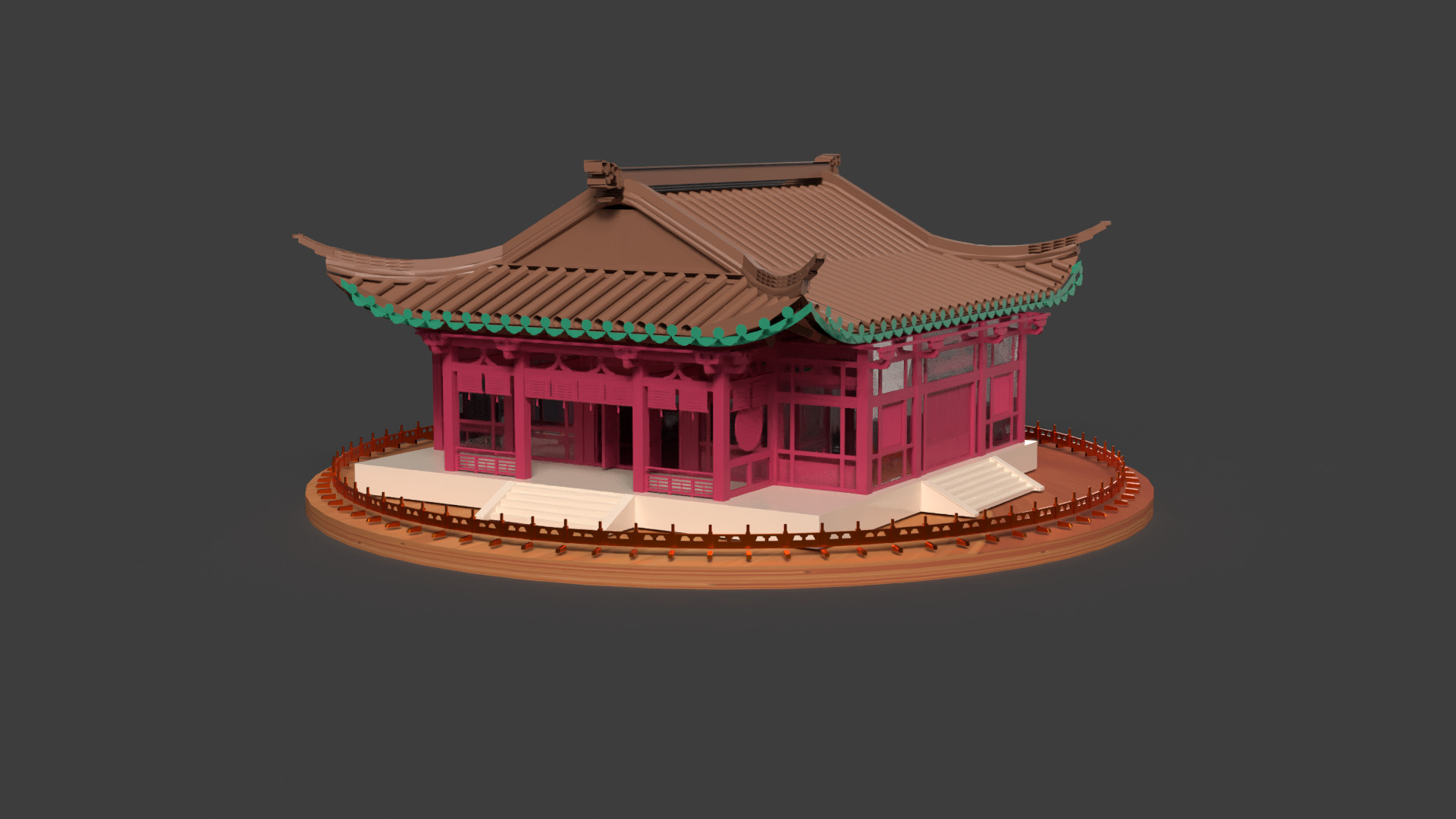 Chinese ancient house Low-poly 3D model_2