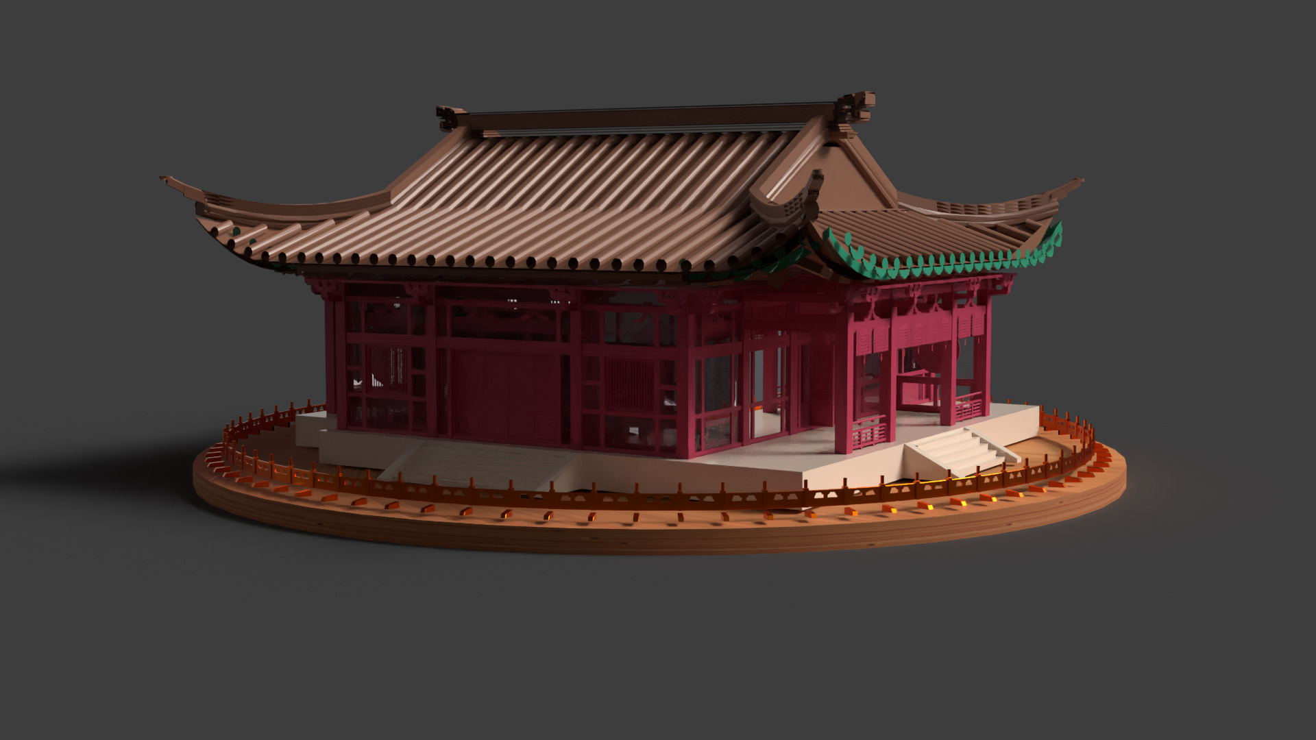 Chinese ancient house Low-poly 3D model_5