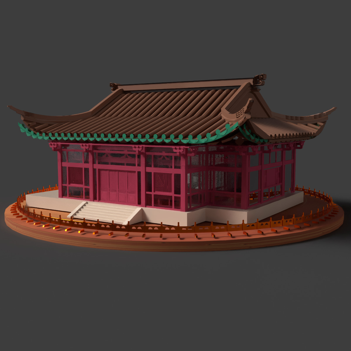 Chinese ancient house Low-poly 3D model_6