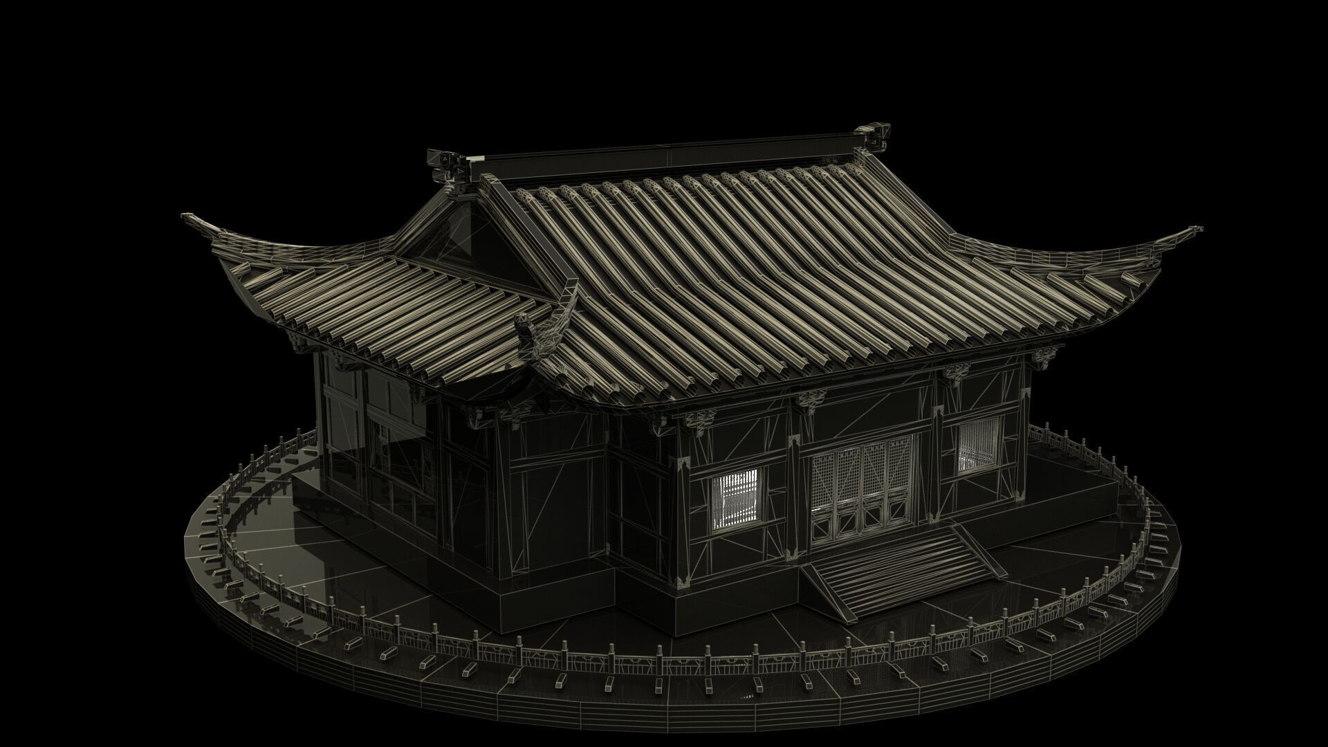 Chinese ancient house Low-poly 3D model_8