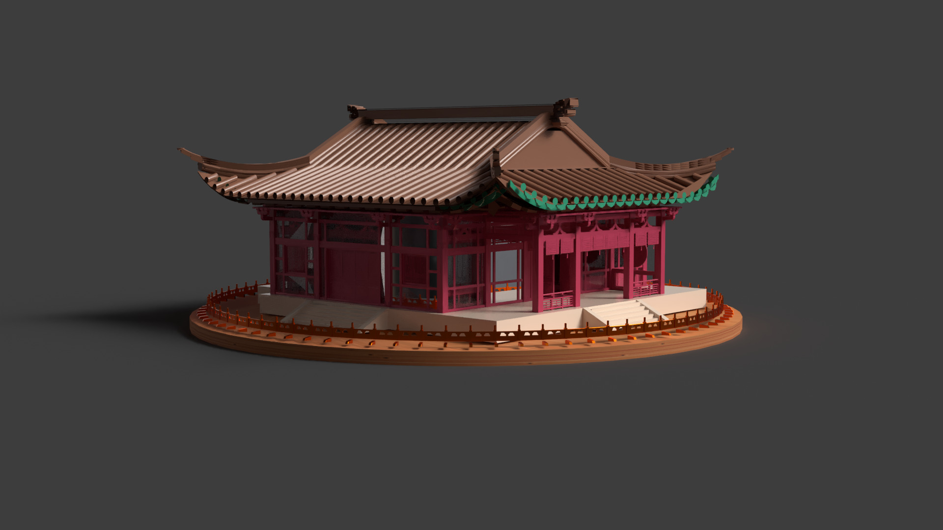 Chinese ancient house Low-poly 3D model_3