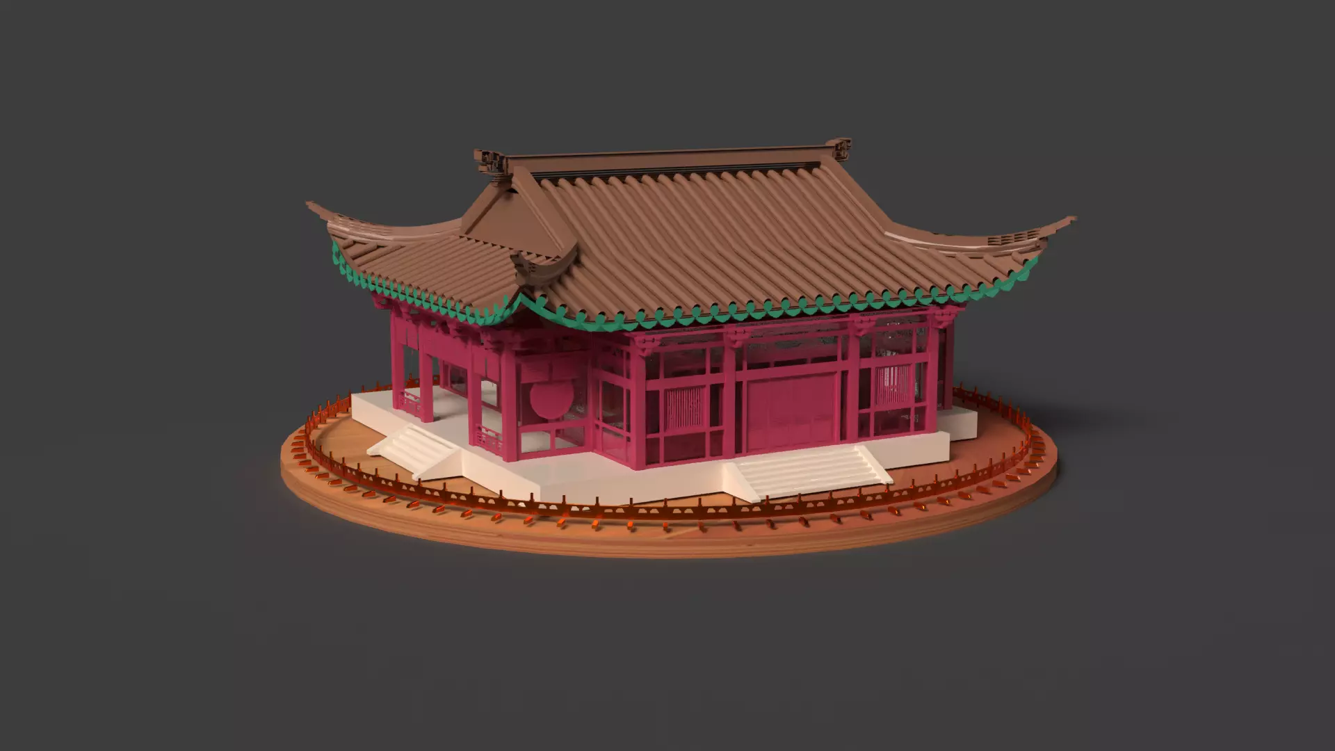 Chinese ancient house Low-poly 3D model_0