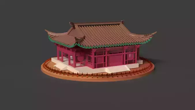 Chinese ancient house  Low-poly 3D model