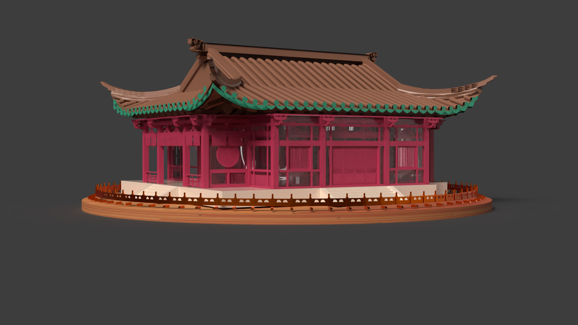 Chinese ancient house Low-poly 3D model_4