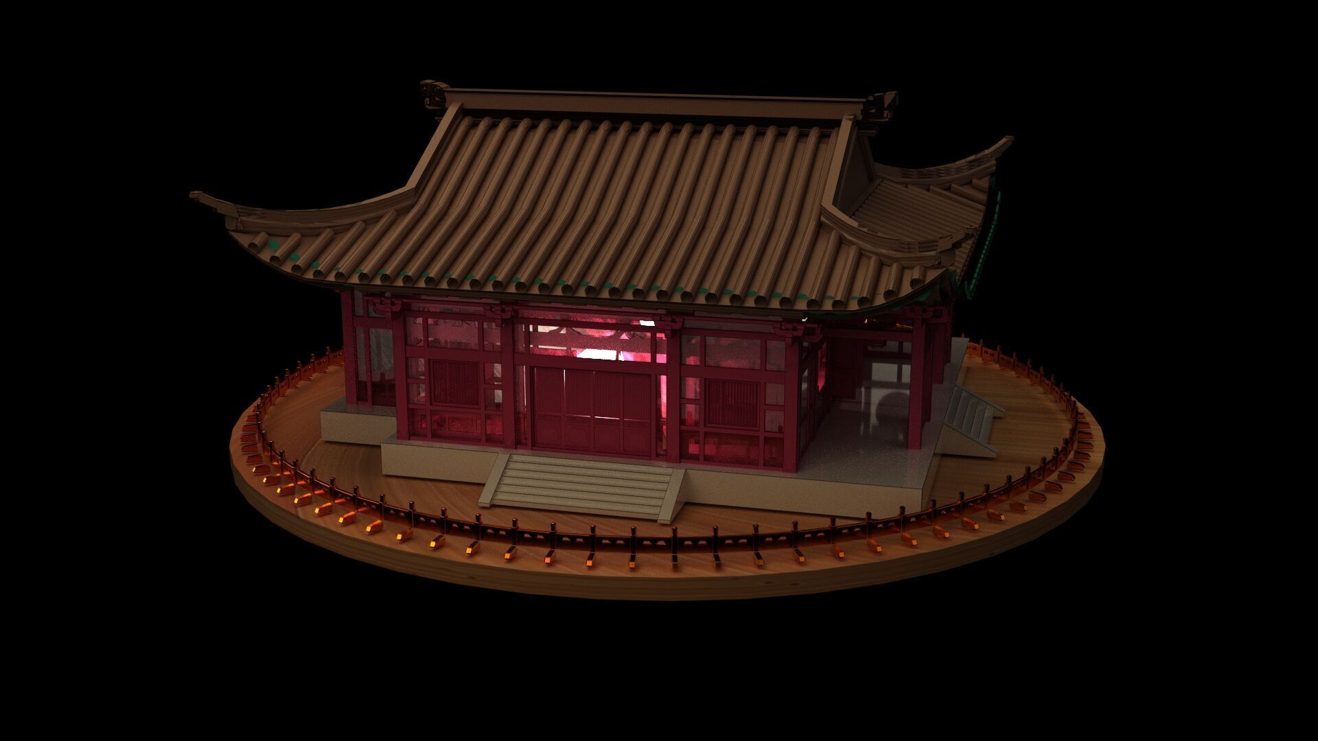 Chinese ancient house Low-poly 3D model_7