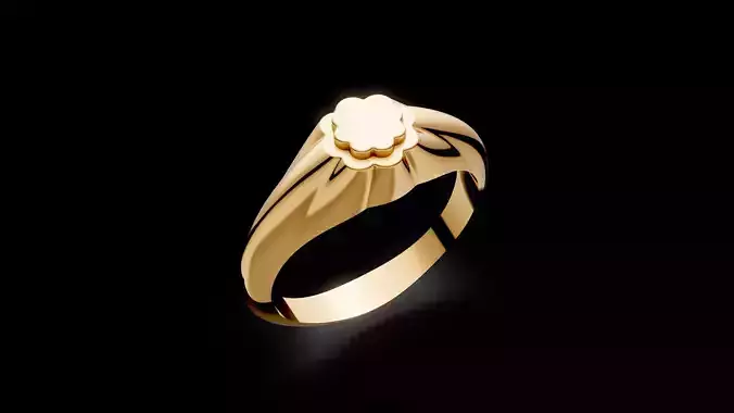 Flower Top Signet Ring