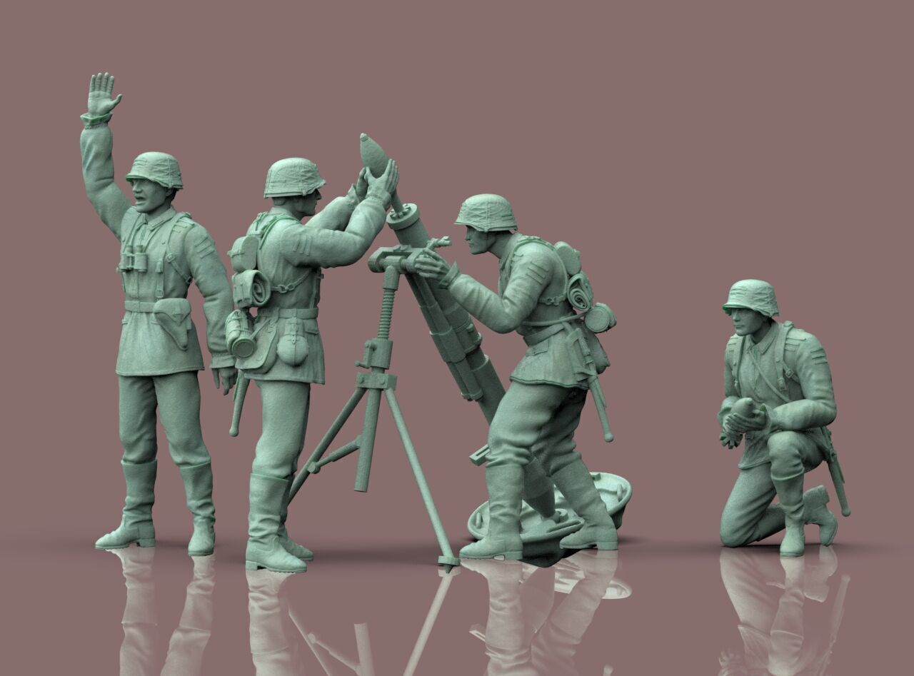 German soldiers Crew and Granatwerfer 42 3D print model_44