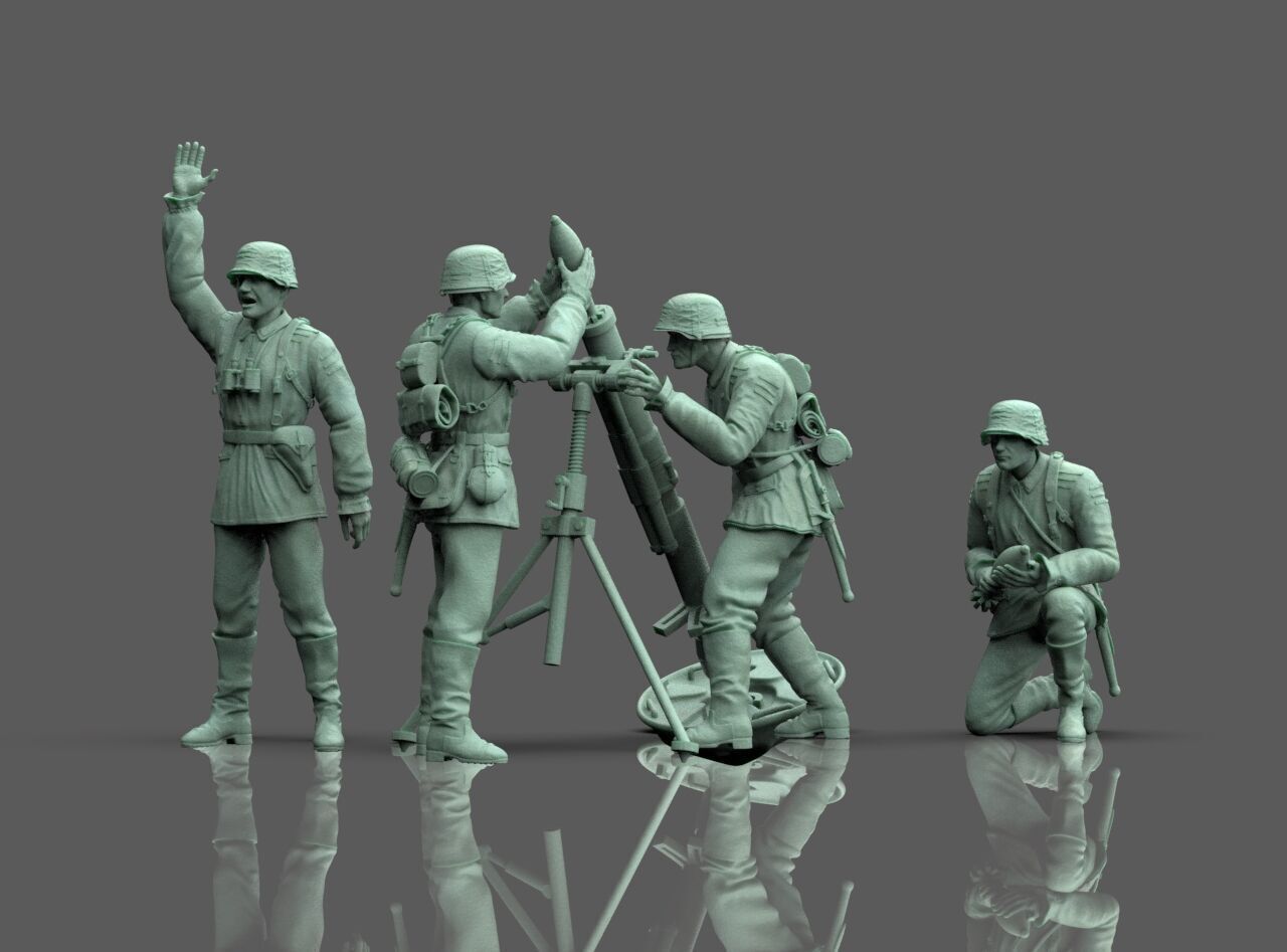 German soldiers Crew and Granatwerfer 42 3D print model_49