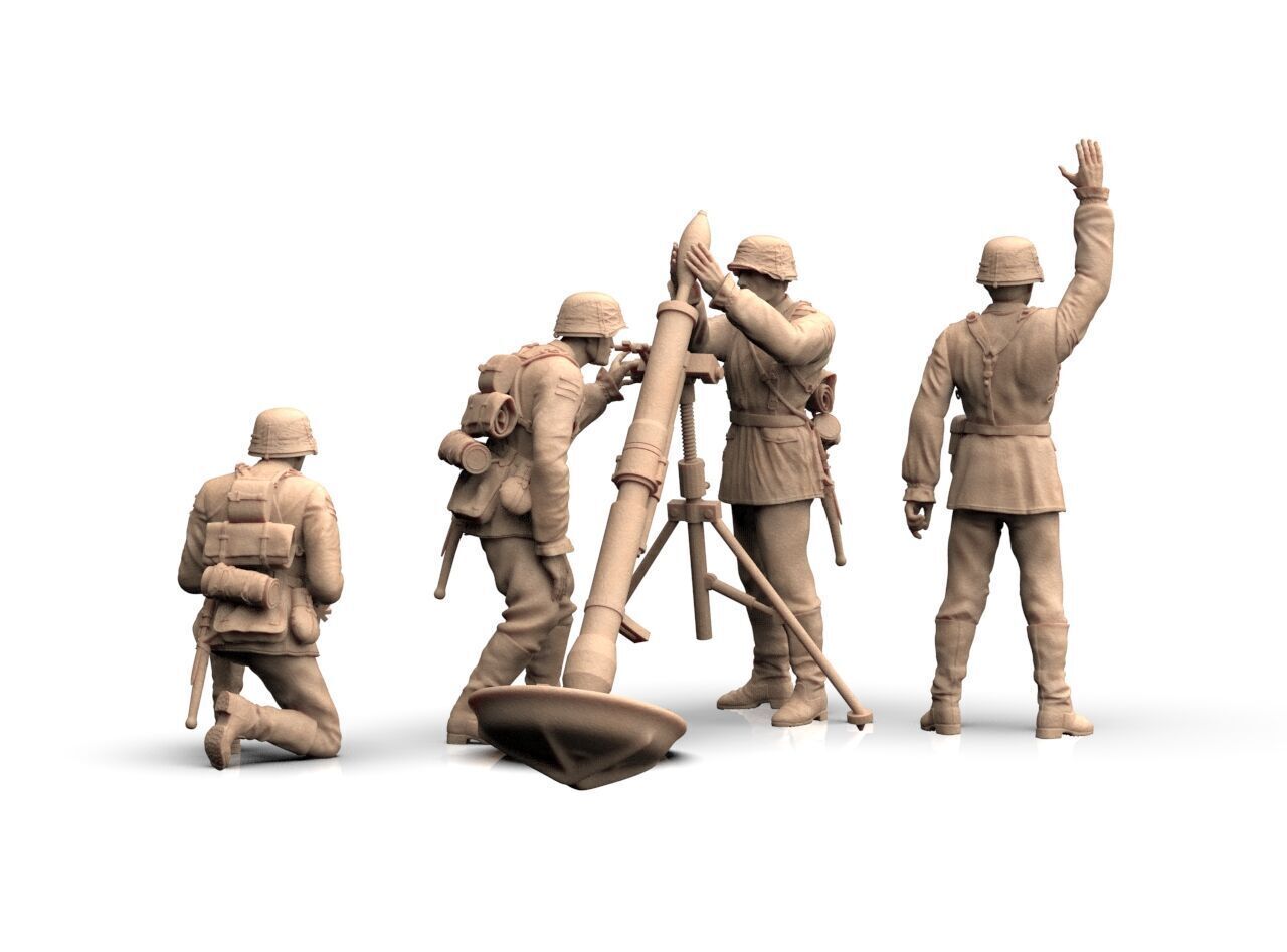 German soldiers Crew and Granatwerfer 42 3D print model_5