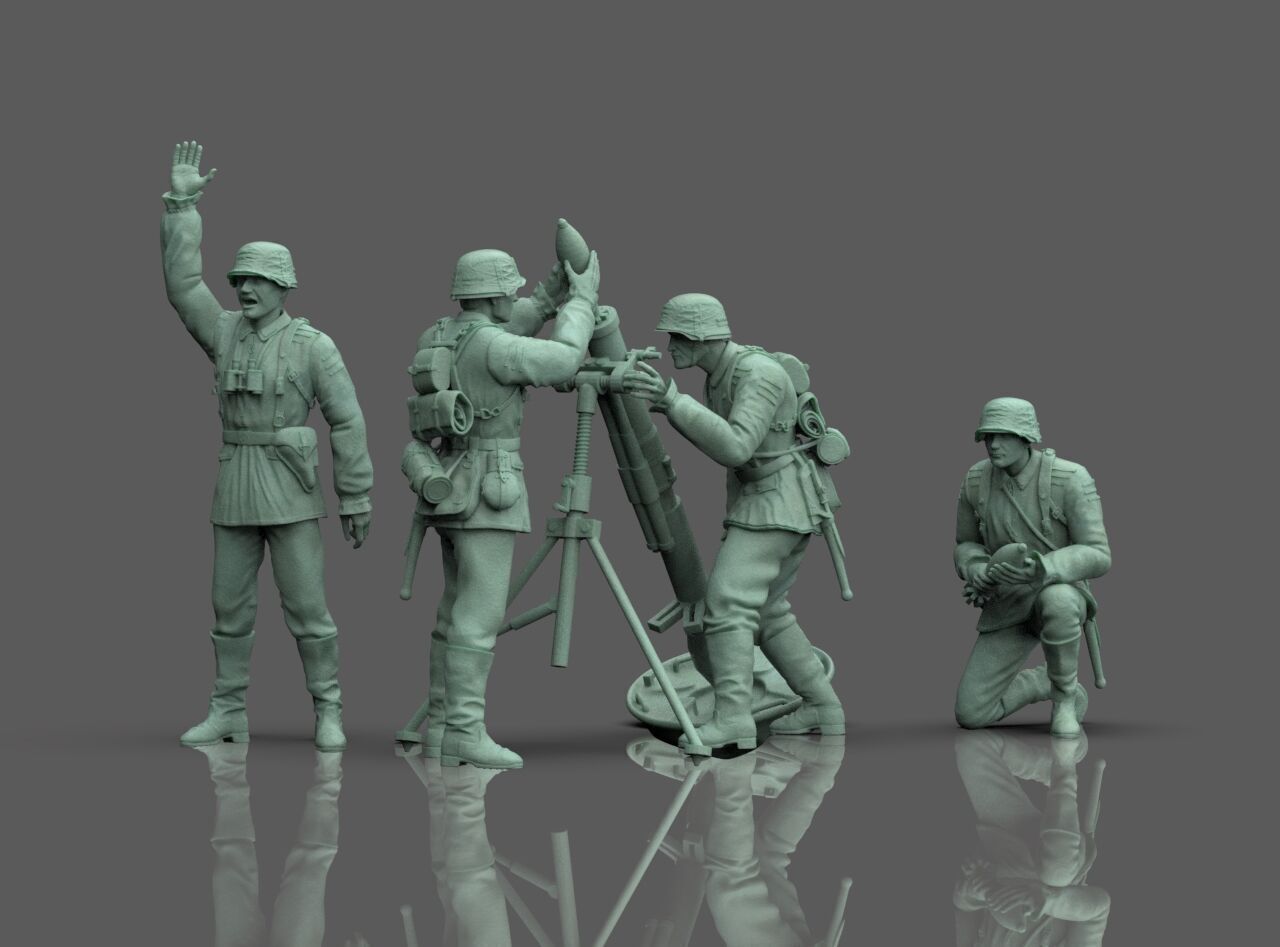German soldiers Crew and Granatwerfer 42 3D print model_57