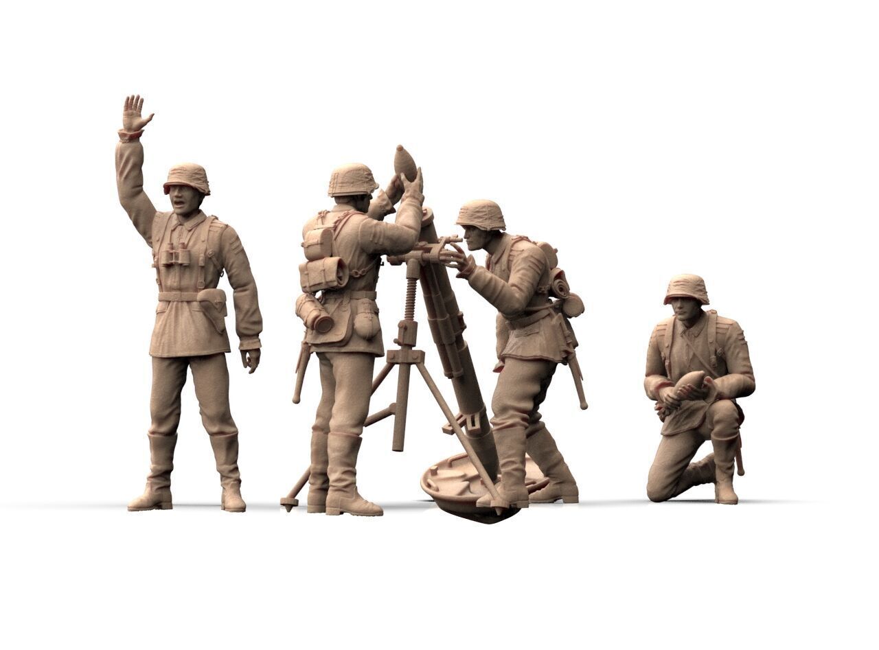 German soldiers Crew and Granatwerfer 42 3D print model_7