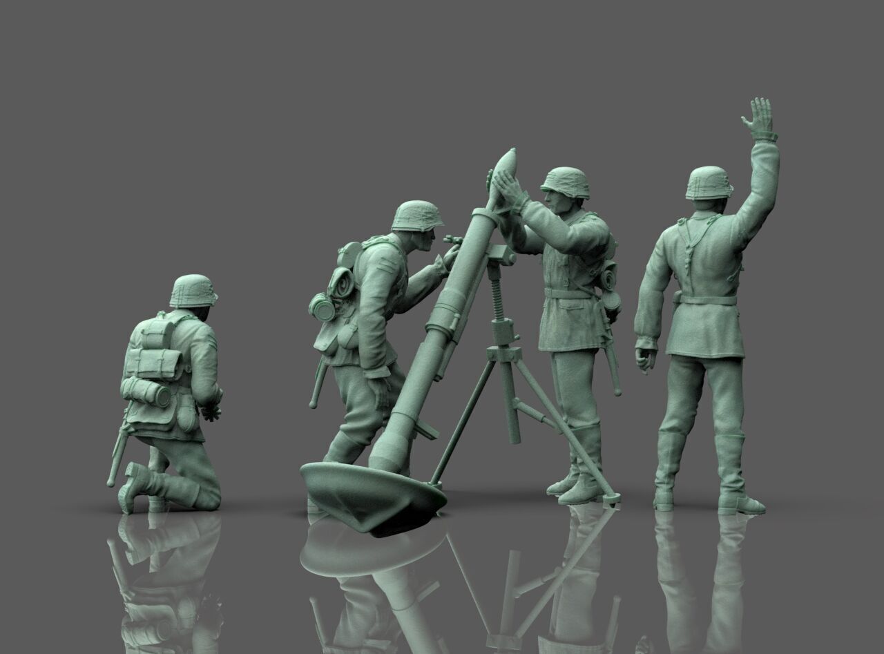 German soldiers Crew and Granatwerfer 42 3D print model_35