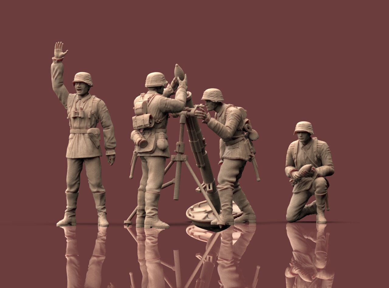 German soldiers Crew and Granatwerfer 42 3D print model_24