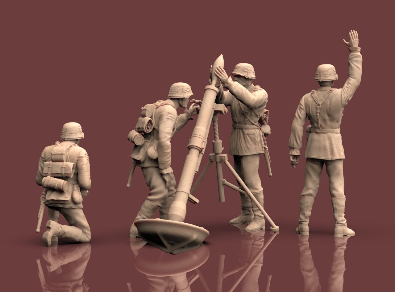 German soldiers Crew and Granatwerfer 42 3D print model_9