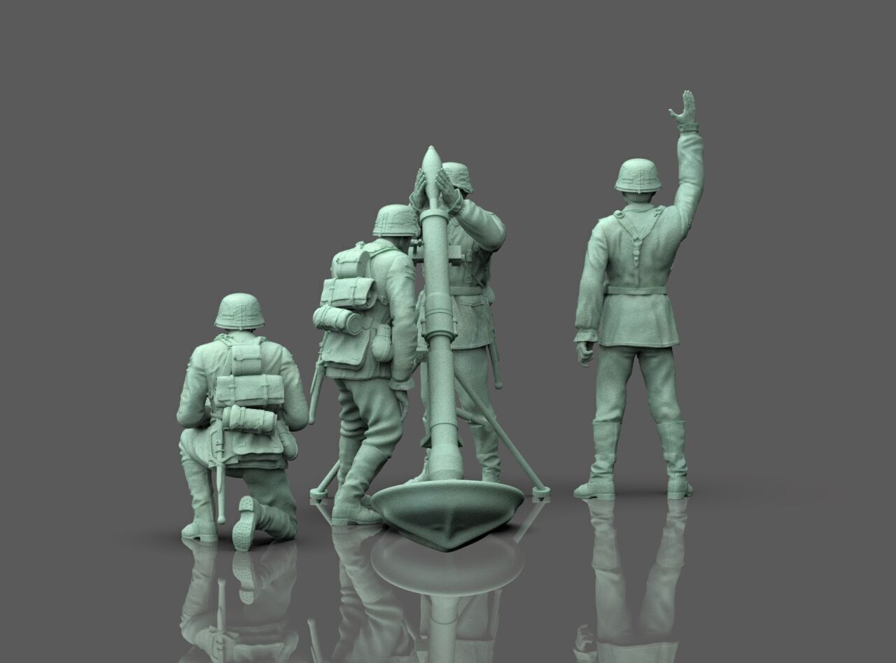 German soldiers Crew and Granatwerfer 42 3D print model_50
