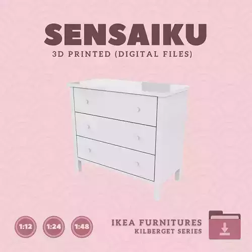 1 KILBERGET 3 Drawer Chest for Dollhouse - IKEA - 3D Print