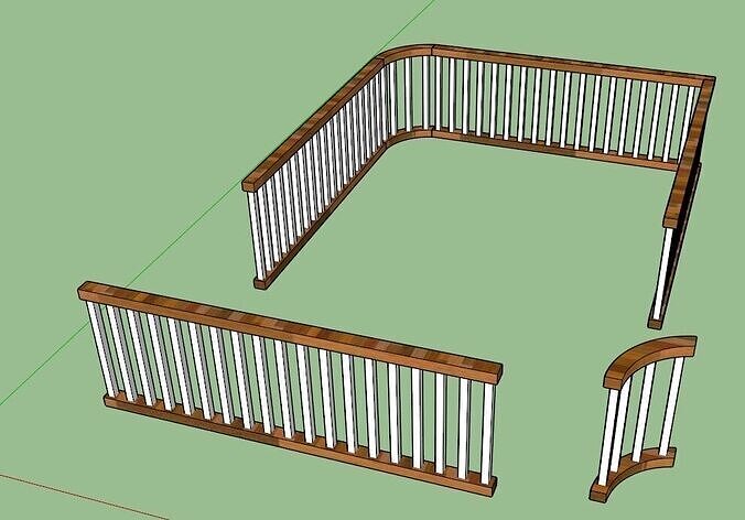 Wooden Railing 3D model