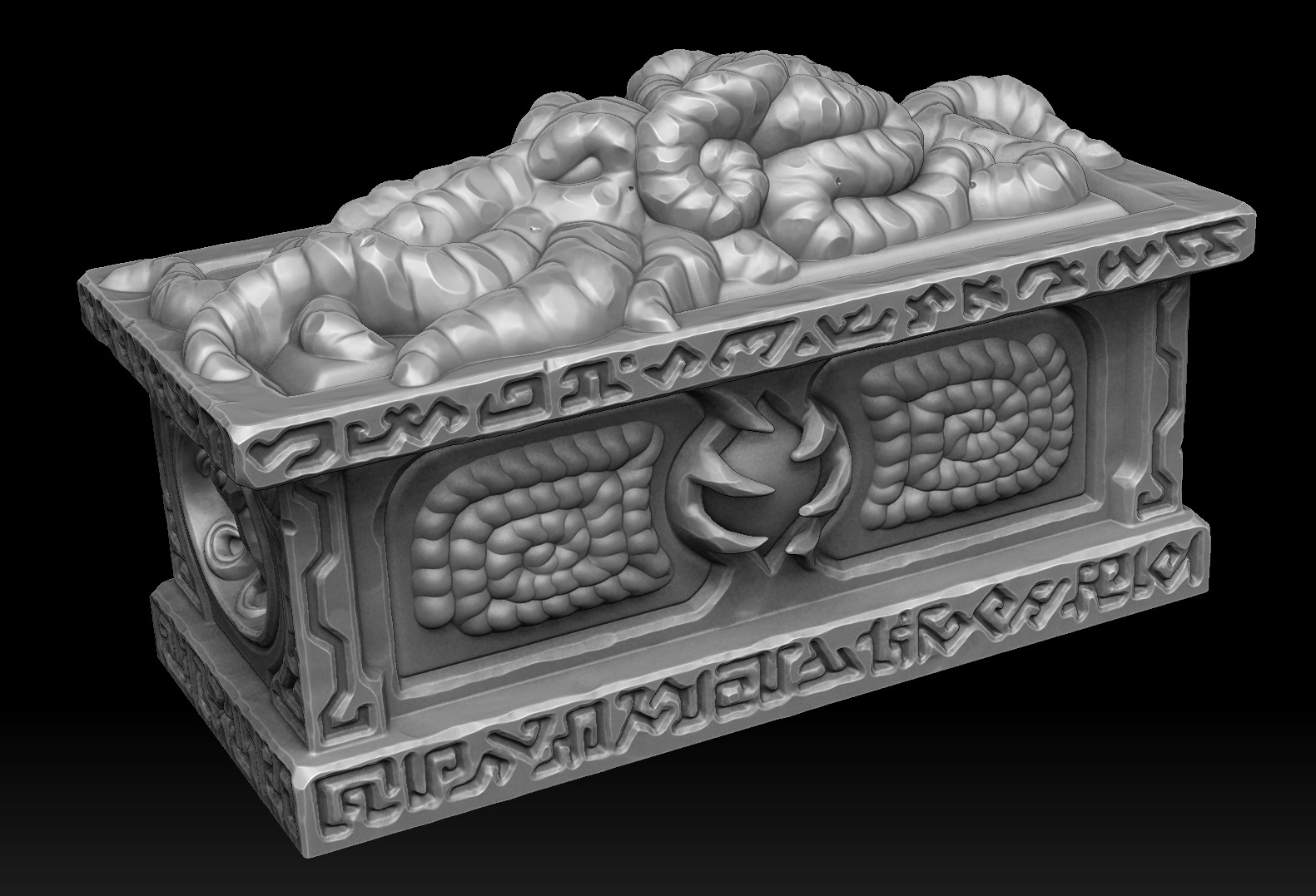 Ancient cthulhu sarcophagus 3d print 3D print model_1