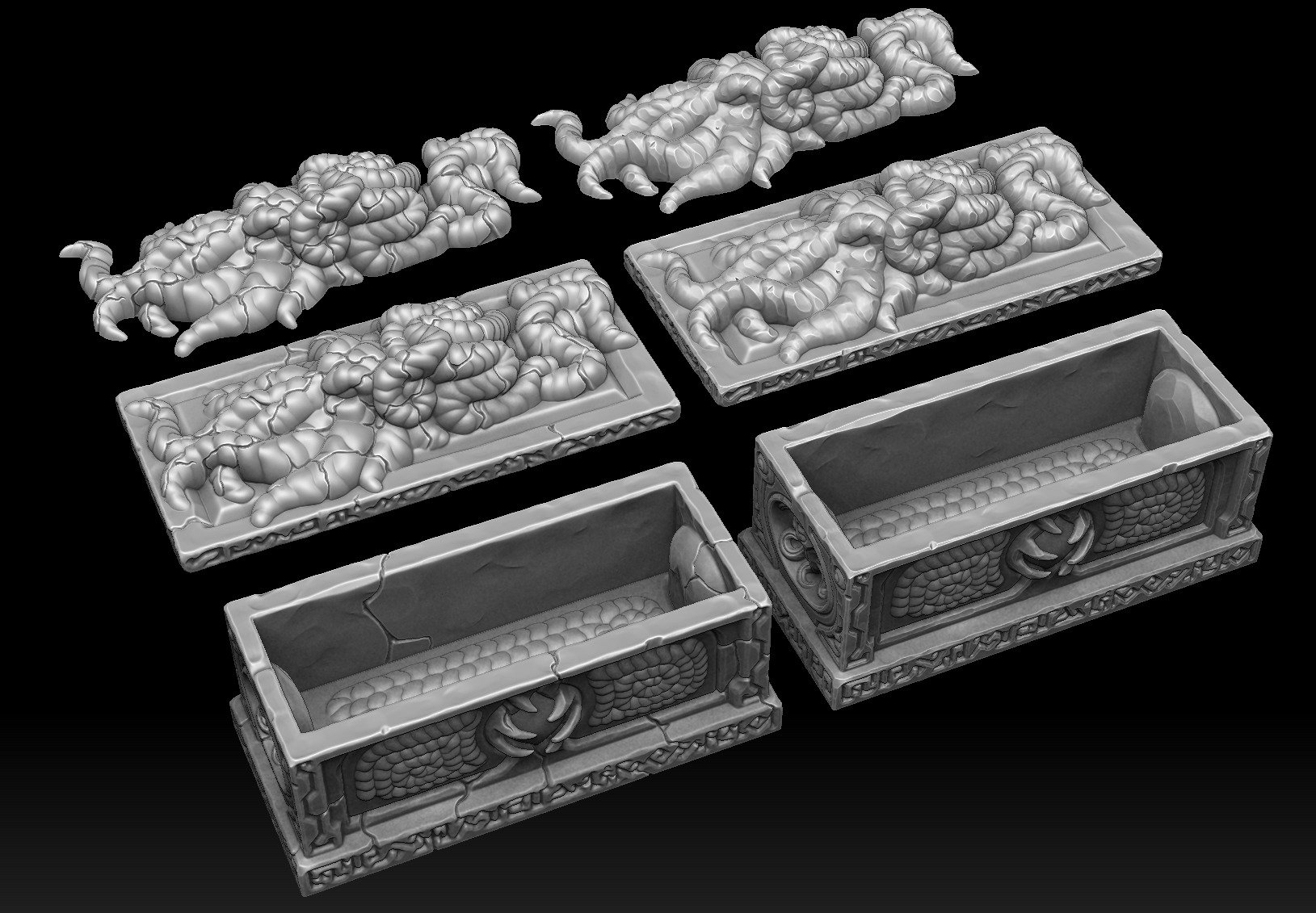 Ancient cthulhu sarcophagus 3d print 3D print model_5