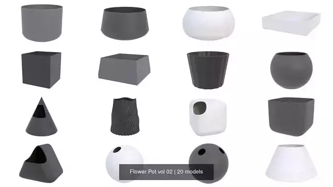 Flower Pot vol 02 3D Model Collection