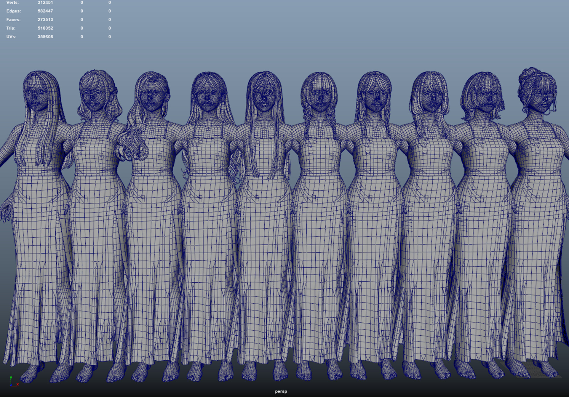 10 Real-time Women Hairstyles collection 10 Low-poly 3D model_15