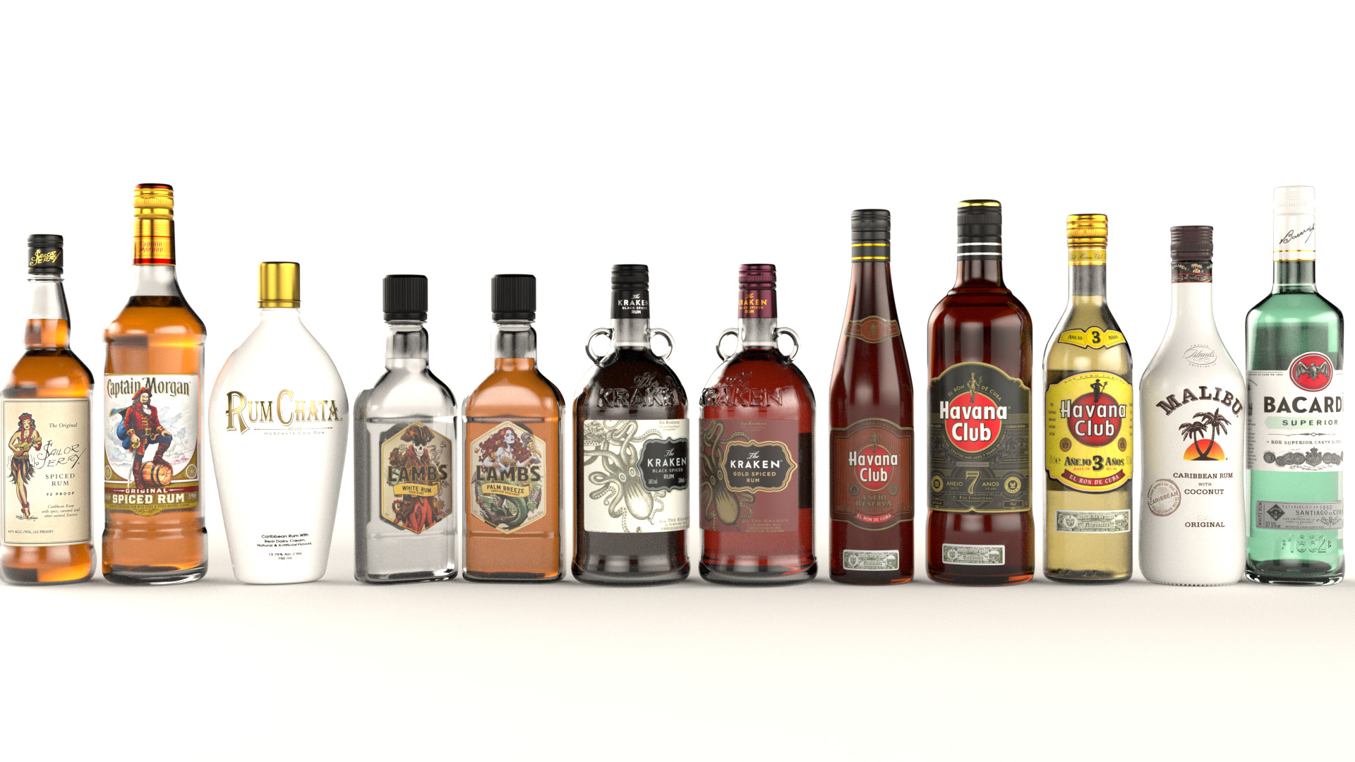 66 Alcohol Bottles Full Collection Low-poly 3D model_1