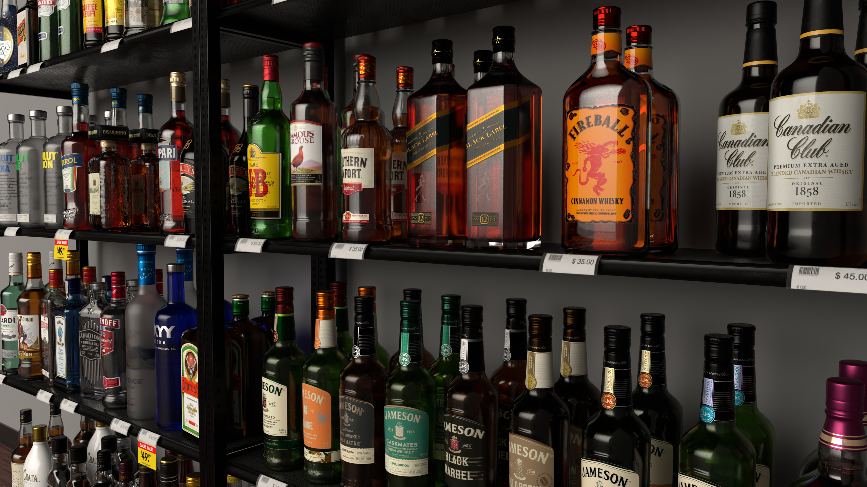 66 Alcohol Bottles Full Collection Low-poly 3D model_9