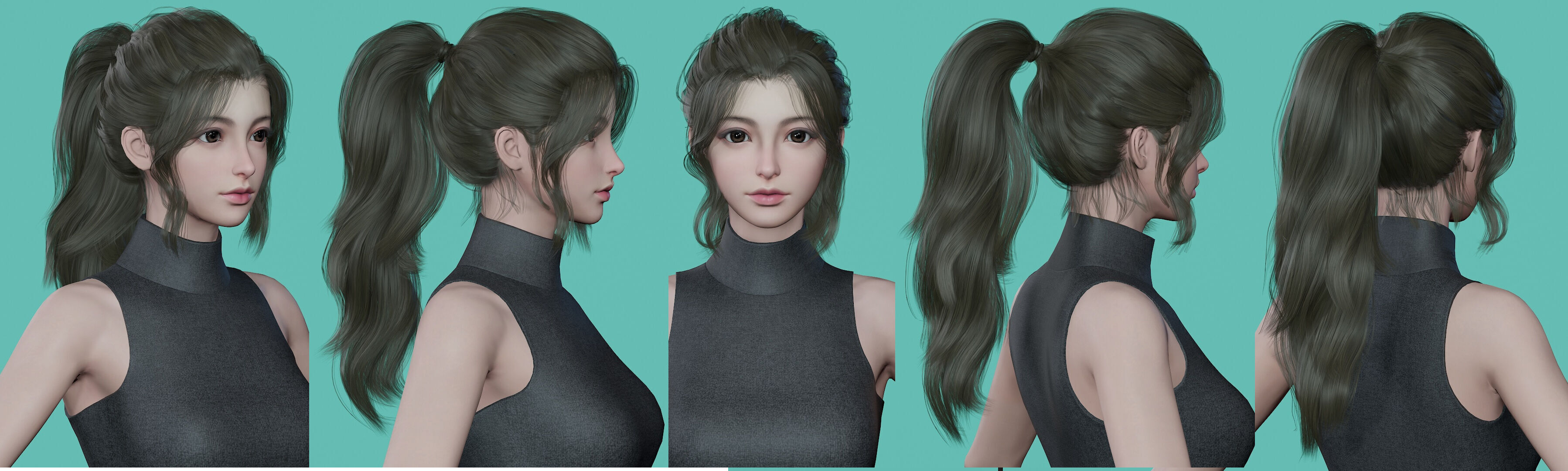21 Real-time Women Hairstyles collection 11 Low-poly 3D model_18