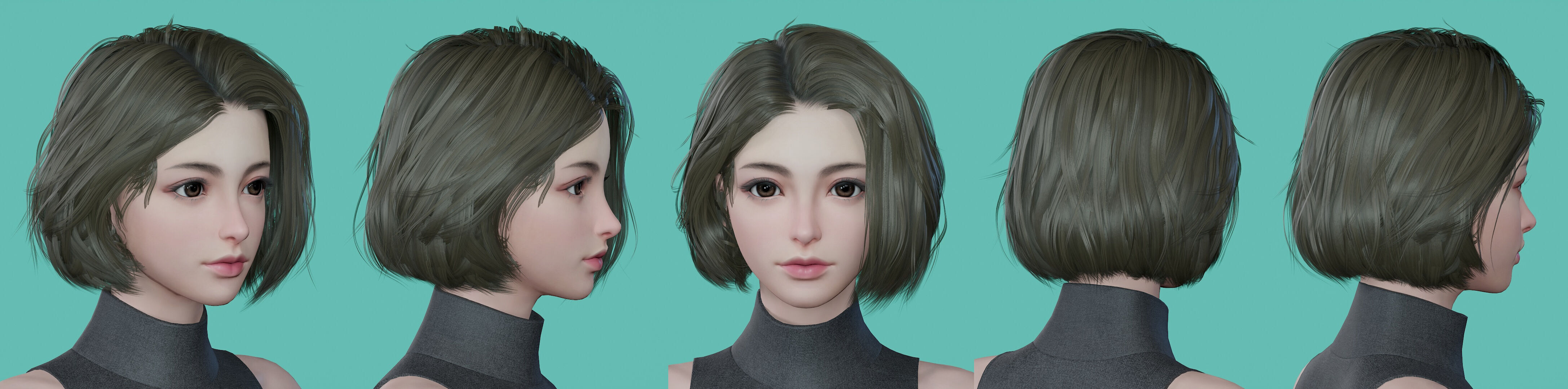 21 Real-time Women Hairstyles collection 11 Low-poly 3D model_15