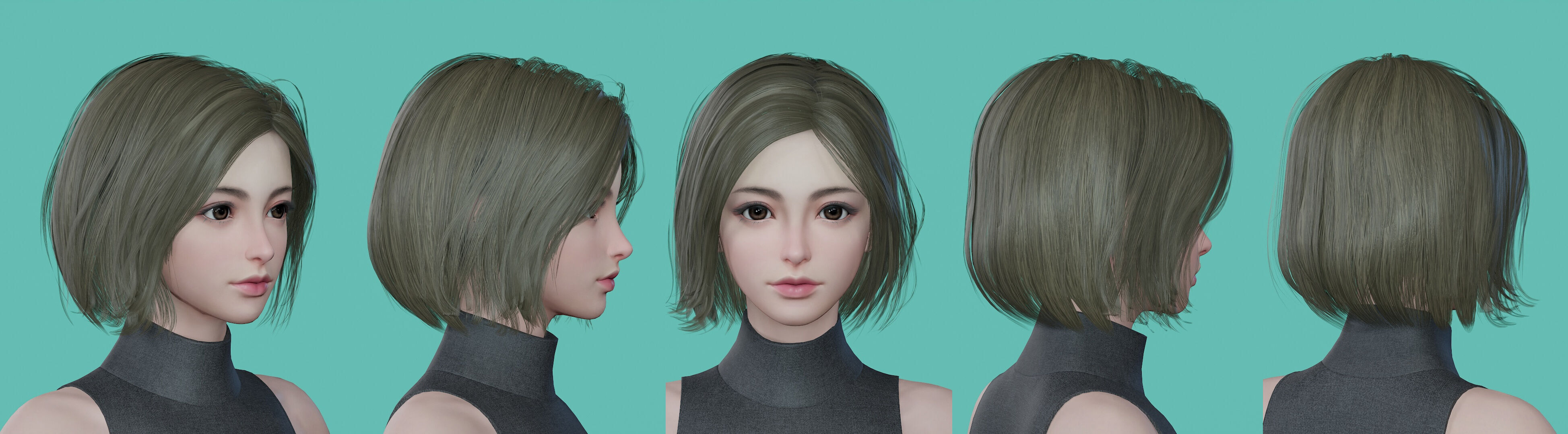 21 Real-time Women Hairstyles collection 11 Low-poly 3D model_7